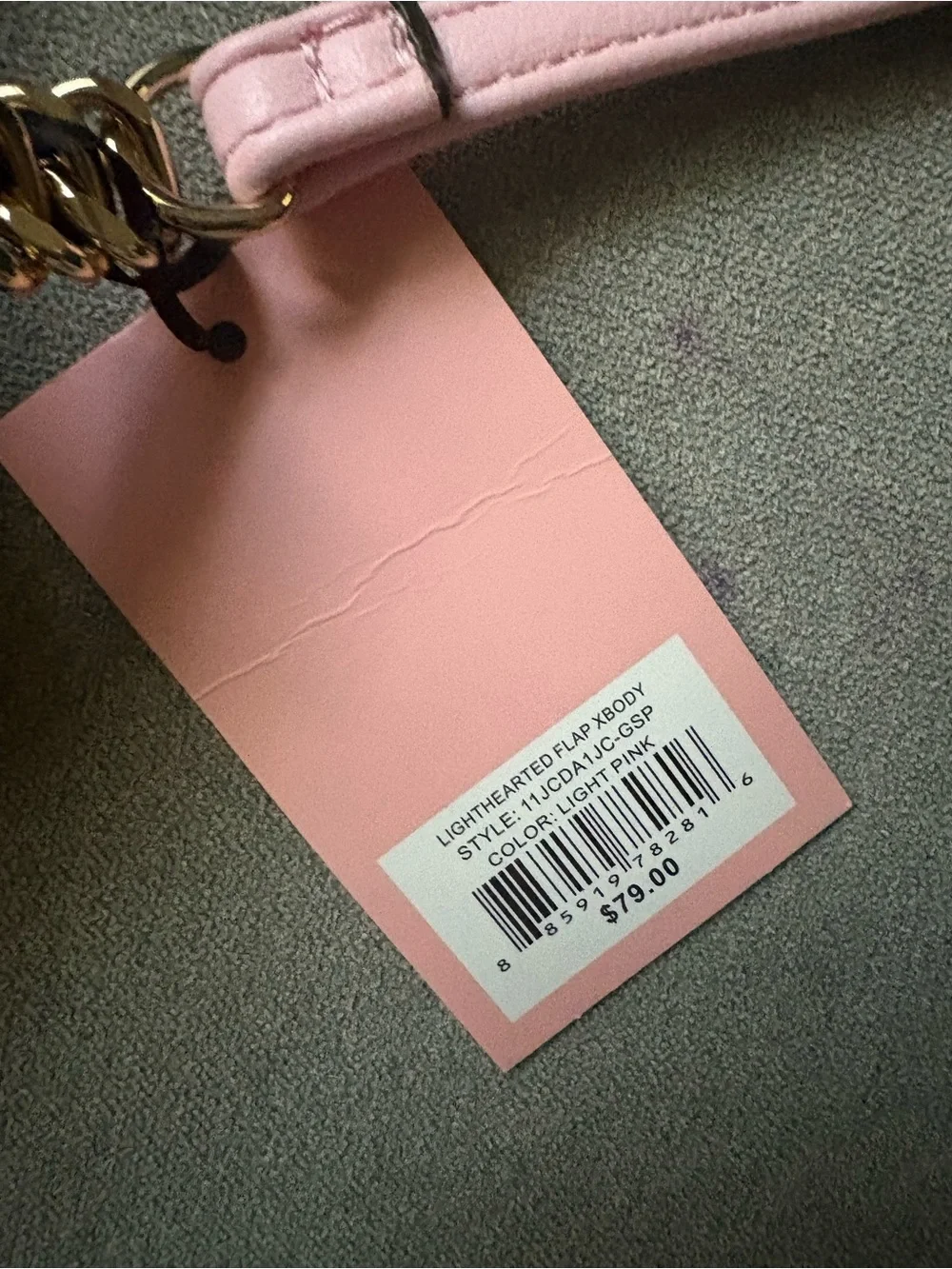 Juicy Couture Light Pink Leather Crossbody Satchel with Gold Hardware